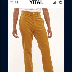 Tai Men's Corduroy Pants in Mustard Gold YITAL new $80